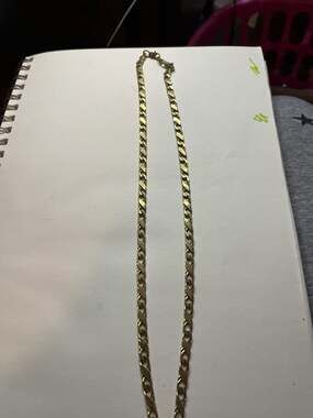 Vintage Gold Tone Flat Fancy Woven Link Chain Necklace